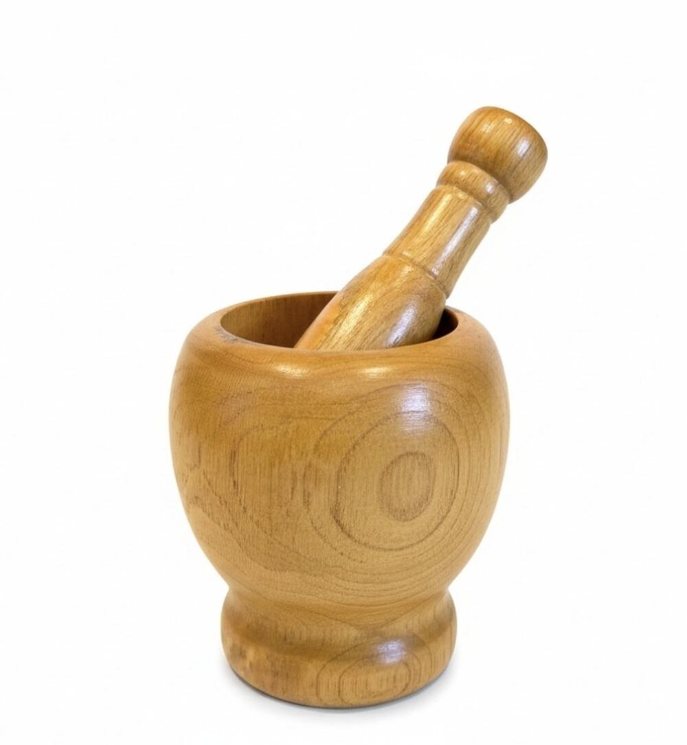 Handmade 4½" Wooden Mortar & Pestle Herb Spice Grinder Masher MCM Primitive GUC